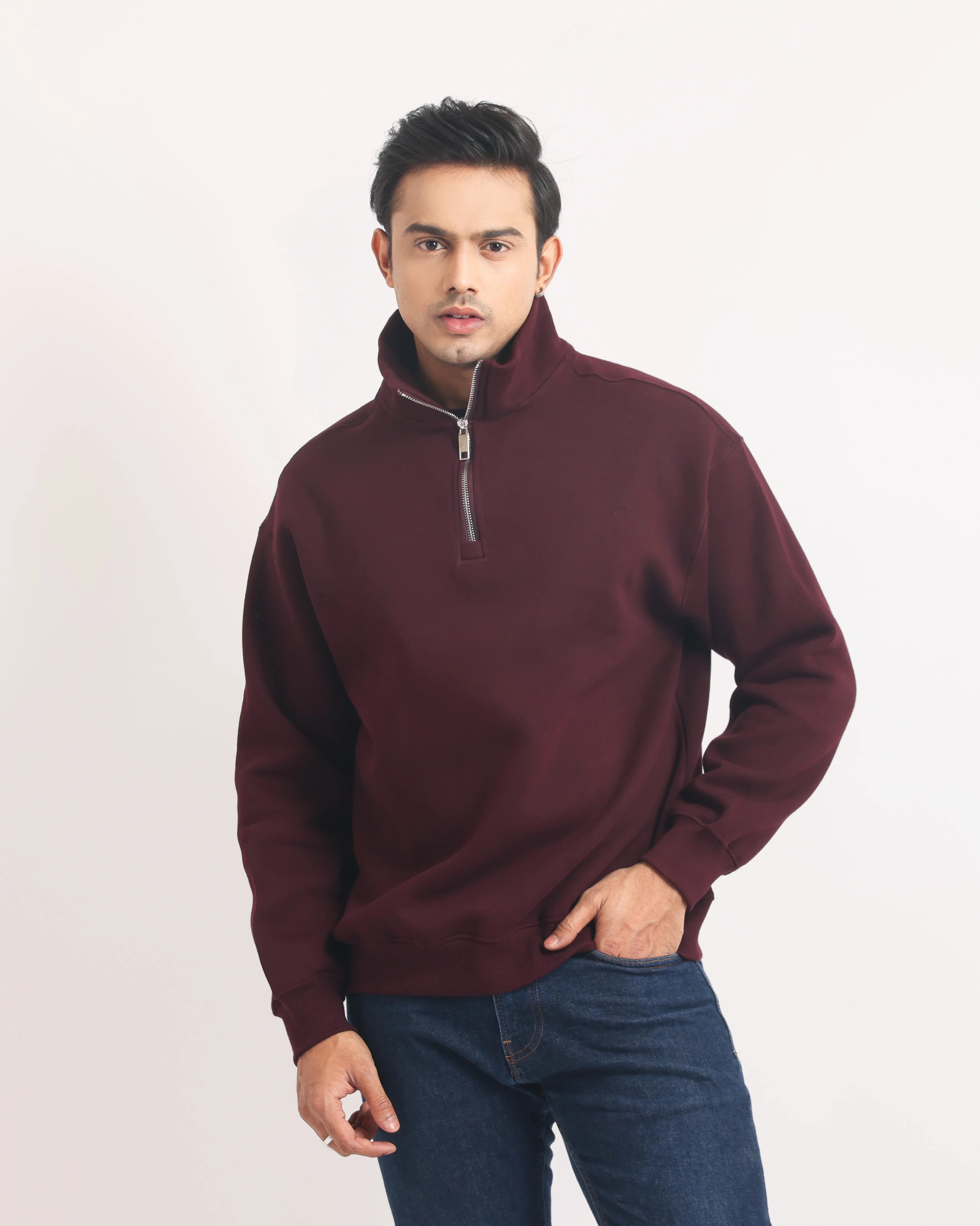 ROSEWOOD ZIP TOP SWEATSHIRT