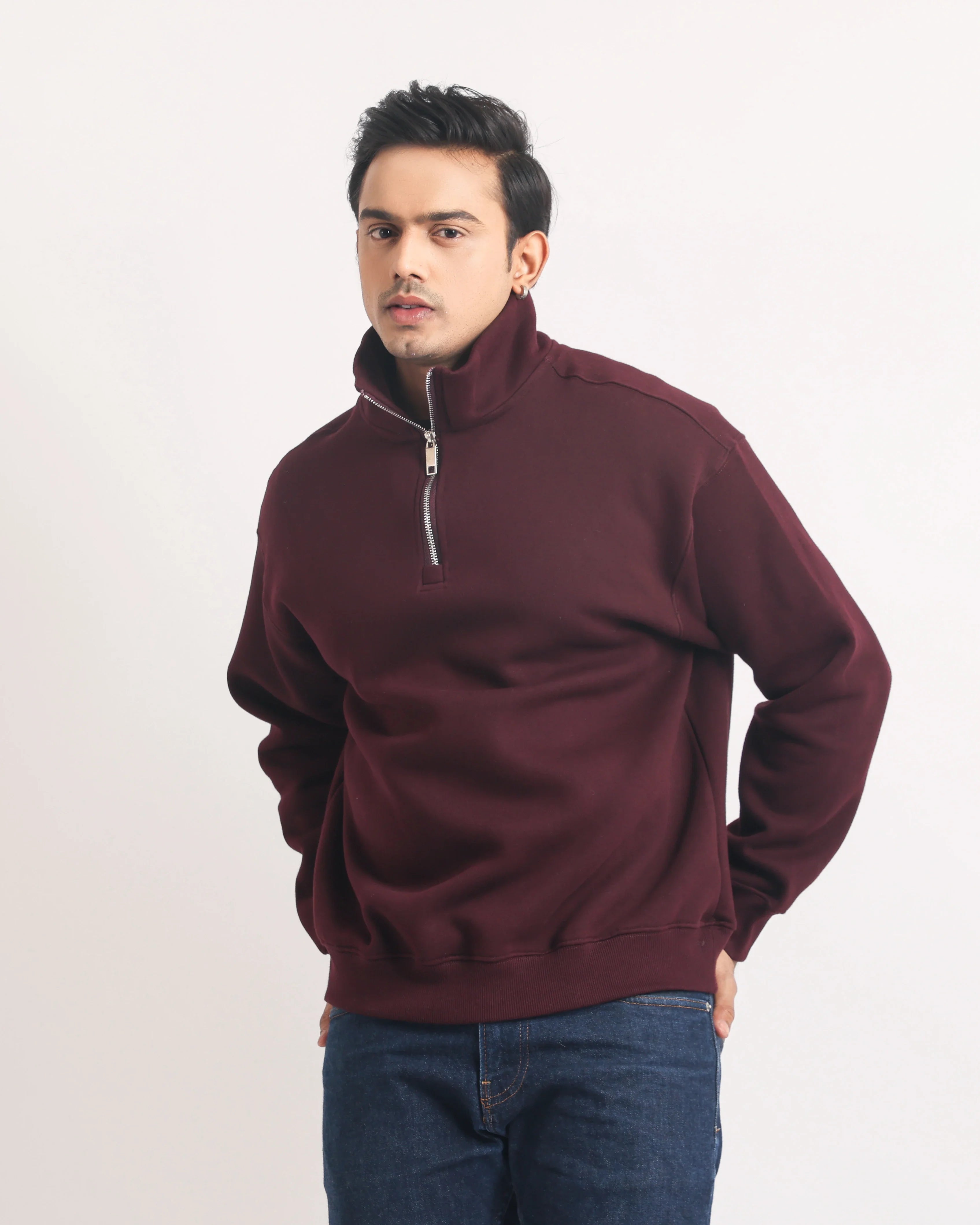 ROSEWOOD ZIP TOP SWEATSHIRT