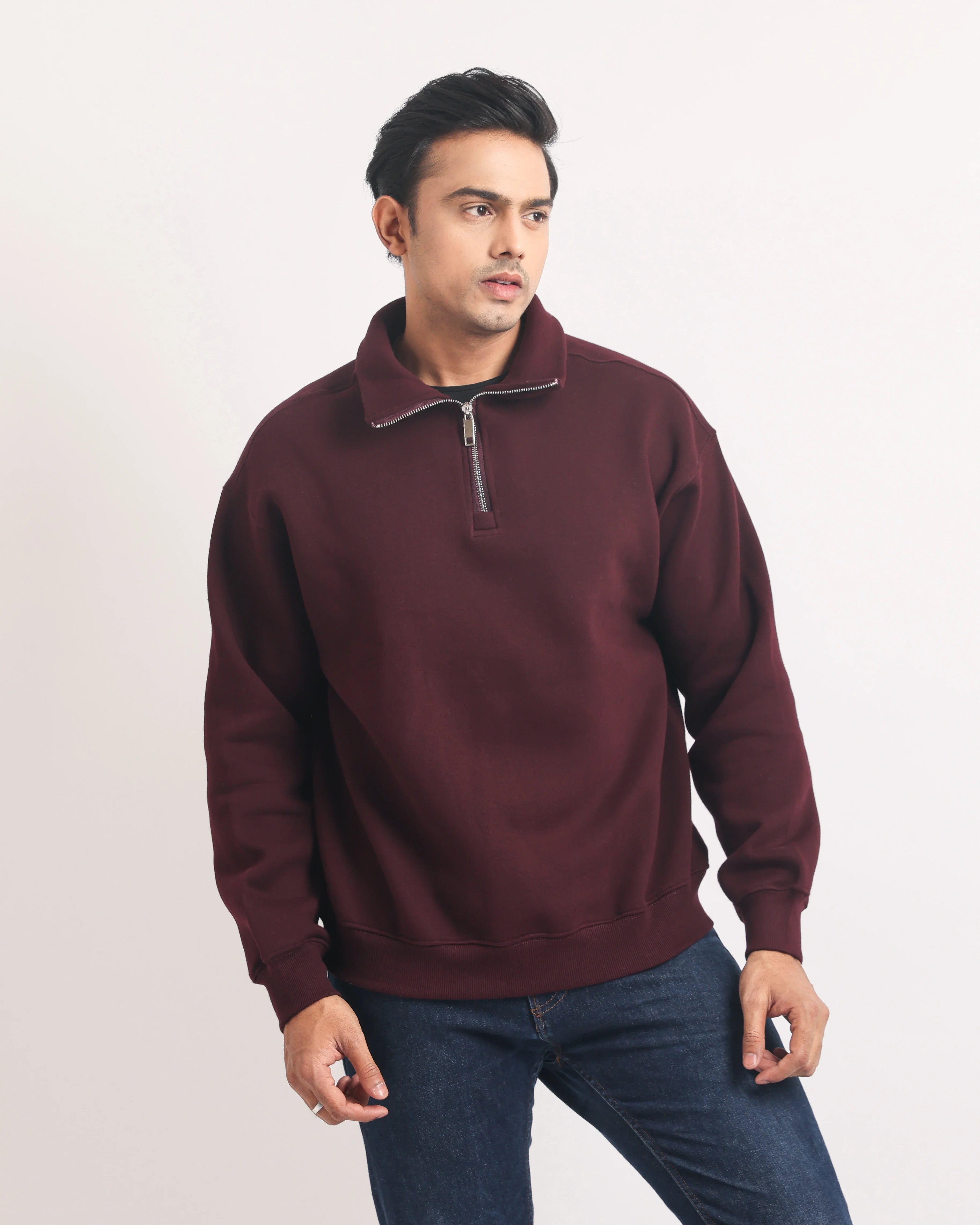 ROSEWOOD ZIP TOP SWEATSHIRT