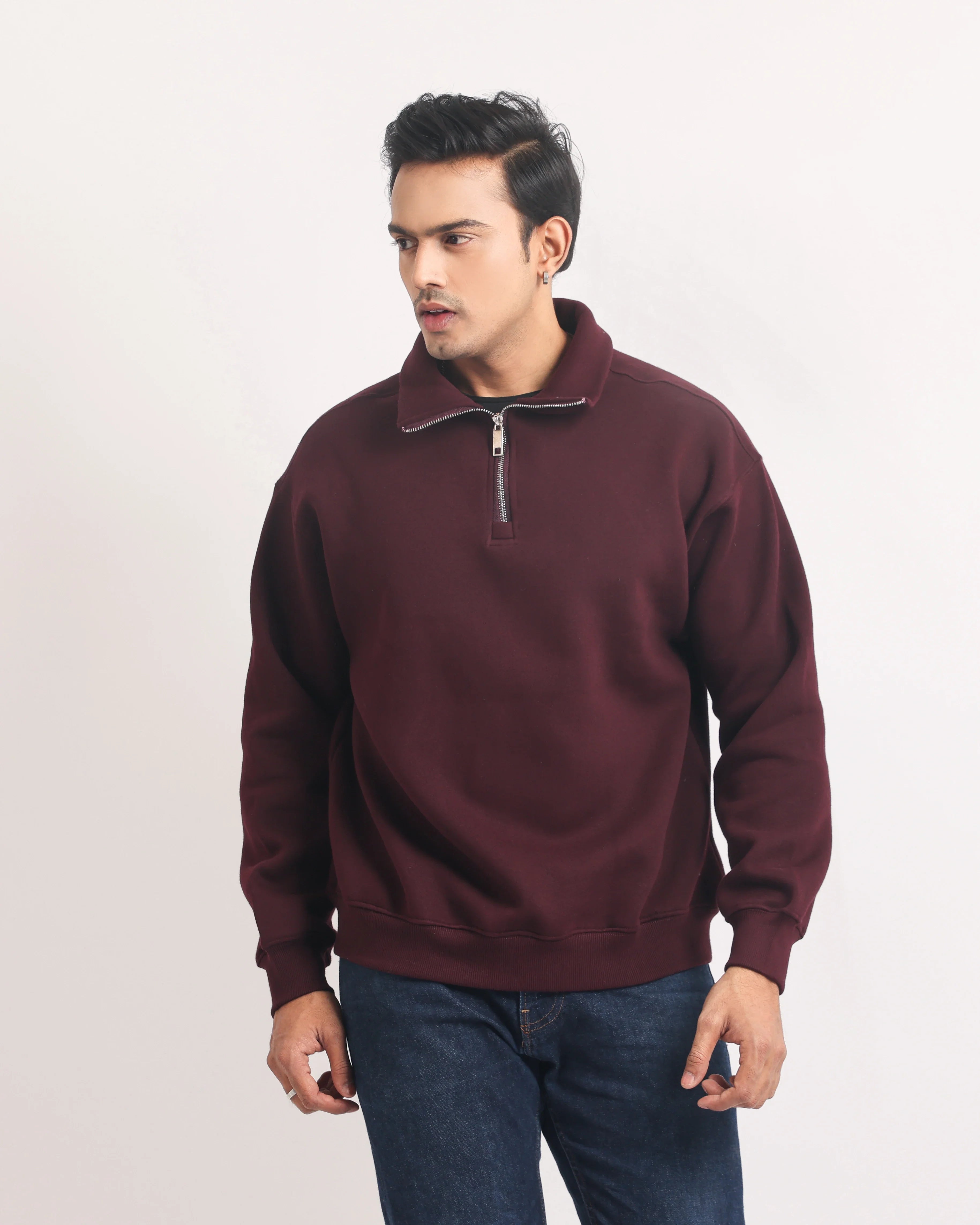 ROSEWOOD ZIP TOP SWEATSHIRT