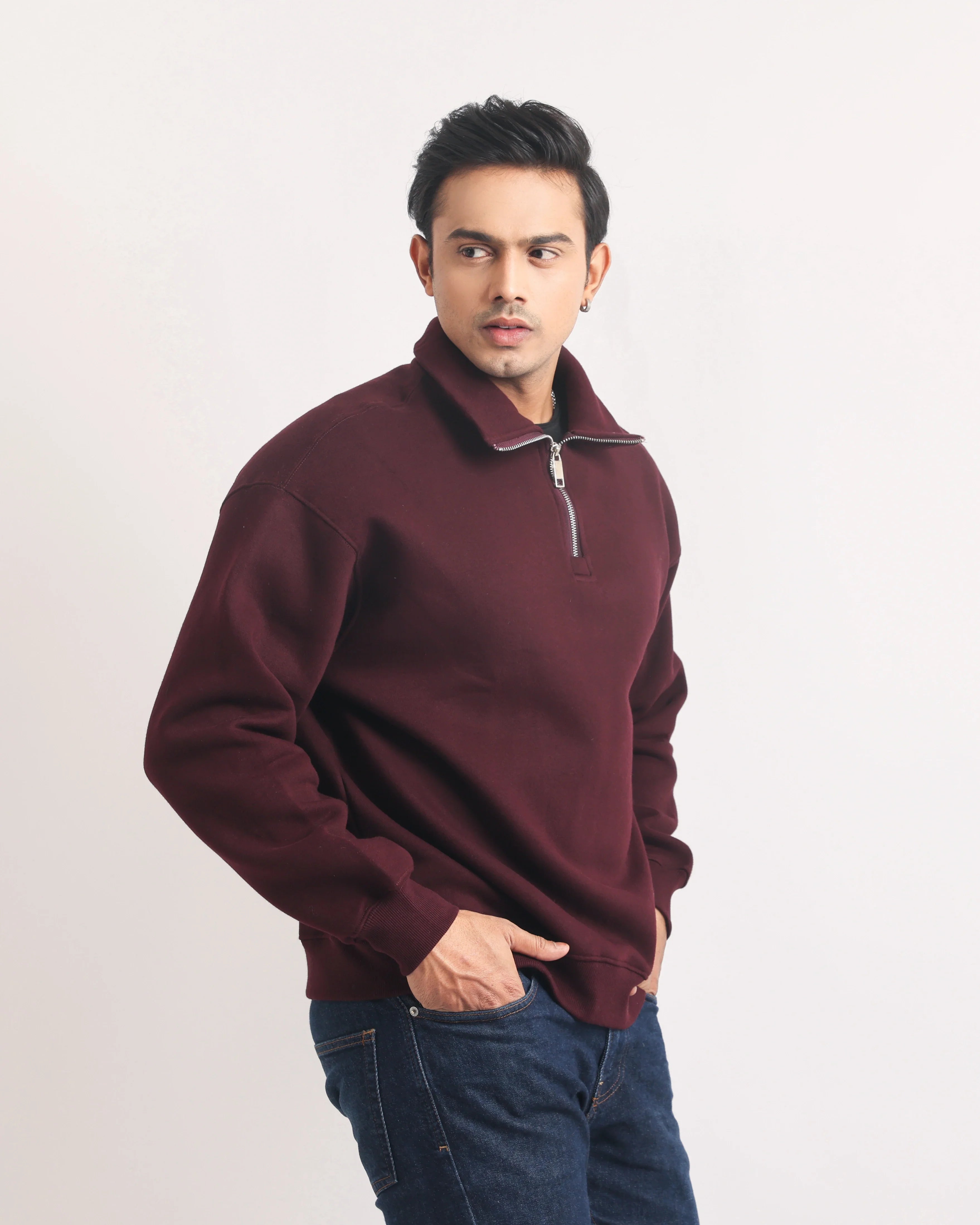 ROSEWOOD ZIP TOP SWEATSHIRT