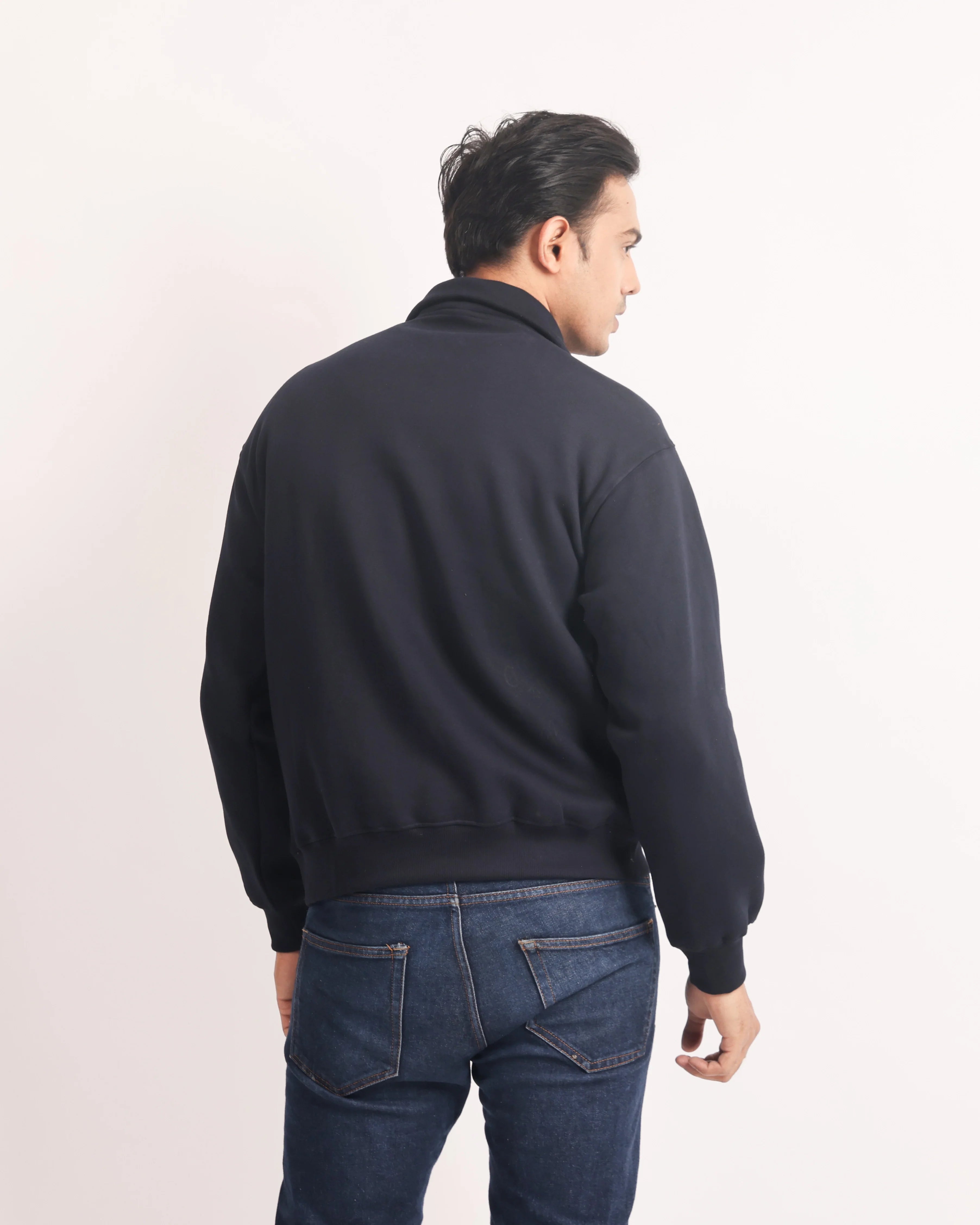 NAVY BLUE ZIP TOP SWEATSHIRT