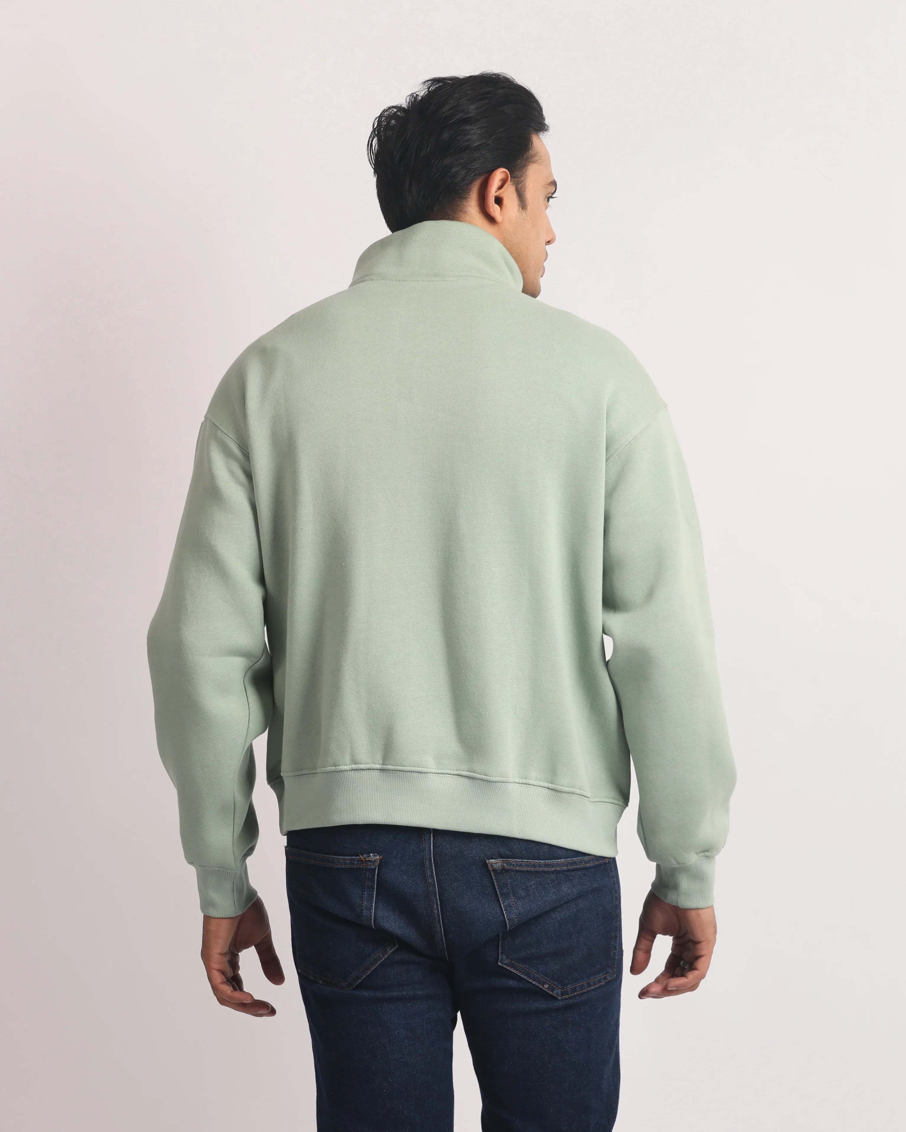 EMERALD GREEN ZIP TOP SWEATSHIRT