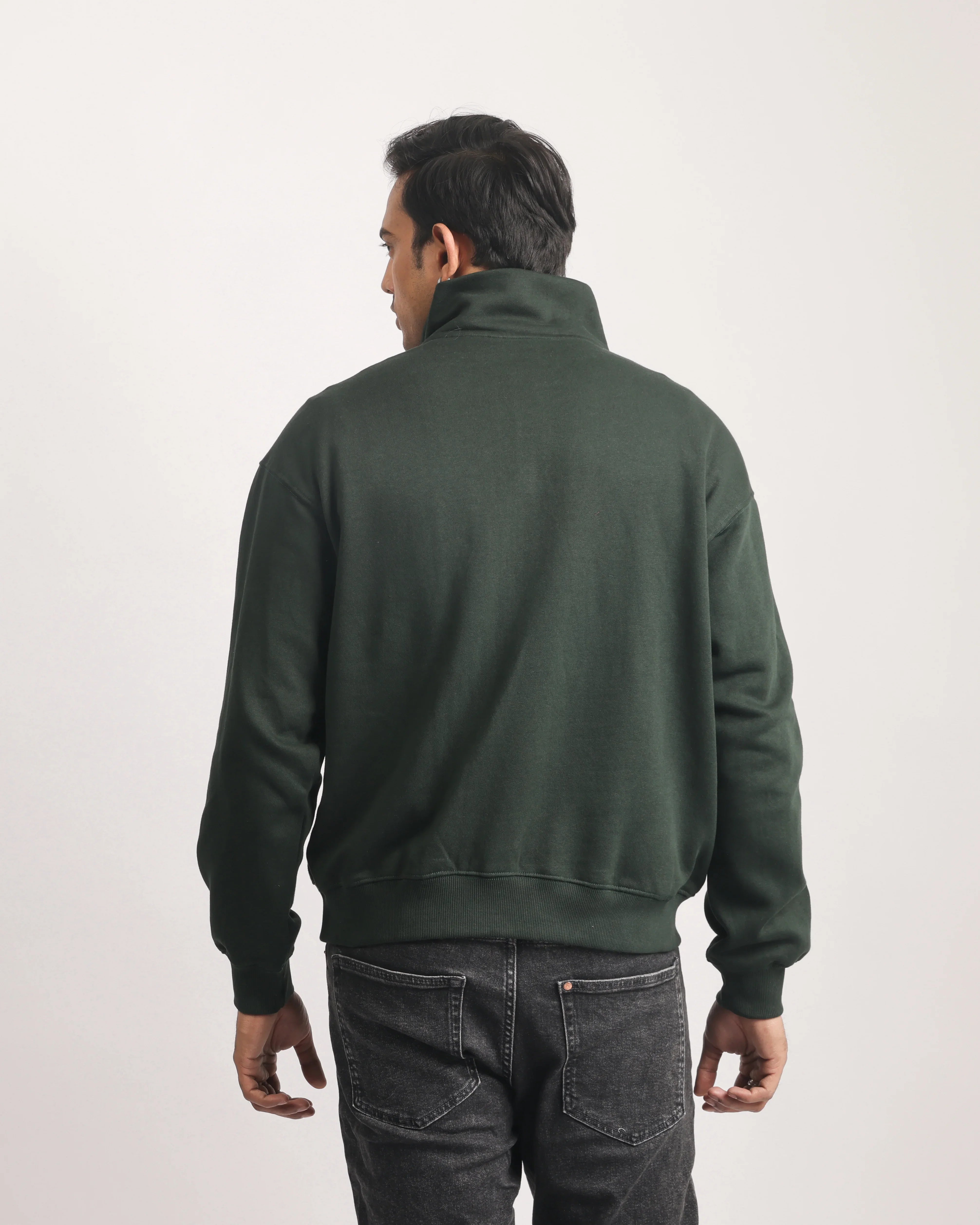 BOTTLE GREEN ZIP TOP SWEATSHIRT