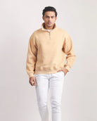 DARK BEIGE ZIP TOP SWEATSHIRT