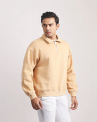 DARK BEIGE ZIP TOP SWEATSHIRT