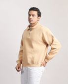 DARK BEIGE ZIP TOP SWEATSHIRT