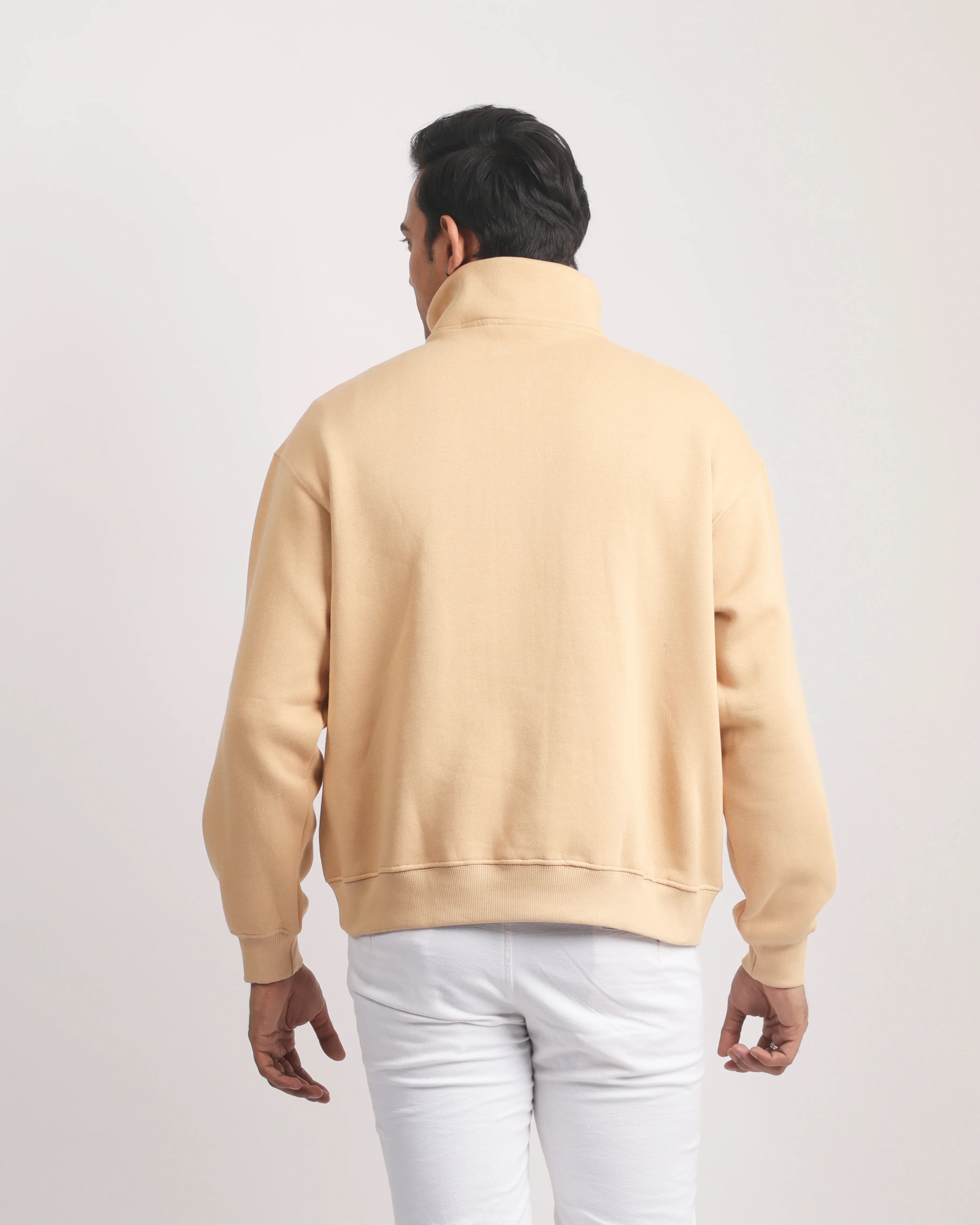 DARK BEIGE ZIP TOP SWEATSHIRT